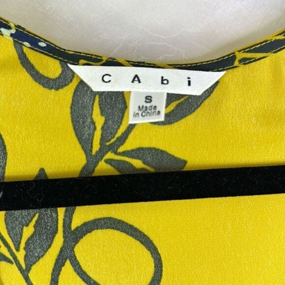 CAbi Bali Yellow Floral Silk Blend Racerback Tank S - Picture 3 of 5